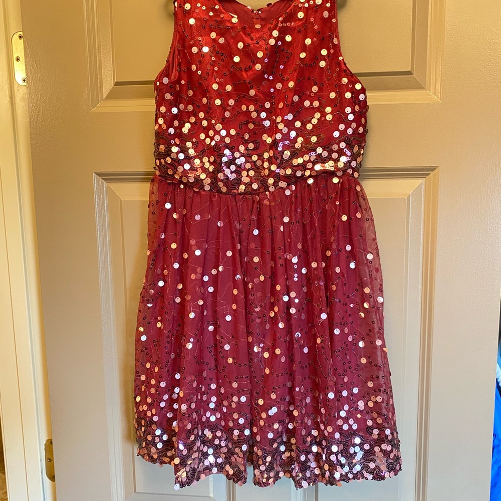 Chasing Fireflies, maroon Sequin Party Dress